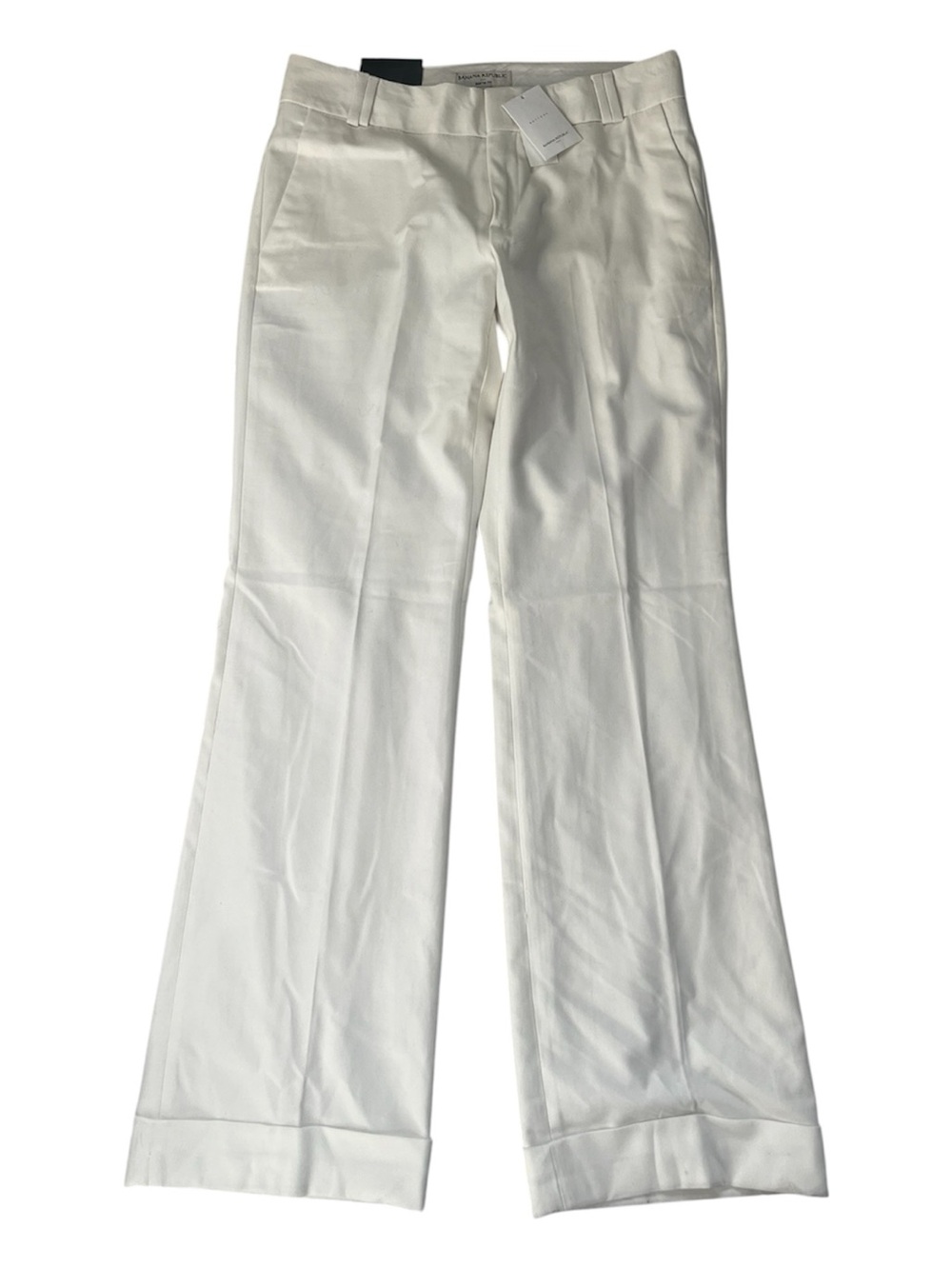 Banana Republic NWT Cream/White Wide-Leg Martin Fit Flare Cuff Pants Sz 8